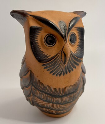 M Benavides Tonala Jal Mexico Painted Owl Brown Folk Art Signed 7''
