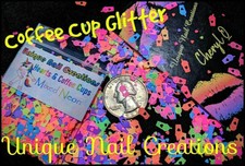 Mixed Neon COFFEE CUP HEARTS GLITTER Nail Acrylic Gel Body Art Face Festival