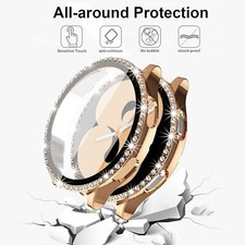 3 Pack Samsung Galaxy Watch 4 44mm Bling Case w/Tempered Glass Screen Protector