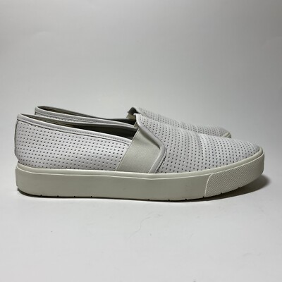 Vince Blair Slip-On Sneaker, White Perforated Leather, Womens Size 