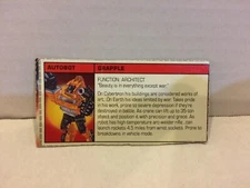 1985 Hasbro Takara Transformers G1 Accessory - Grapple Tech Spec Bio Card