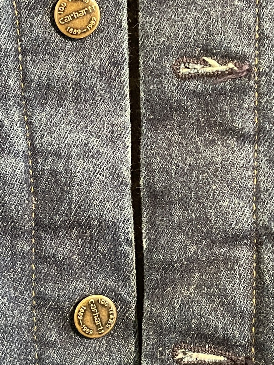 100 Year 1889-1989 Carhartt Denim Truckers jacket Quilt Lining