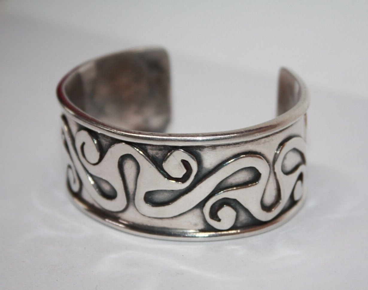 Designer Sterling Silver Scrollwork Cuff Bracelet… - image 3