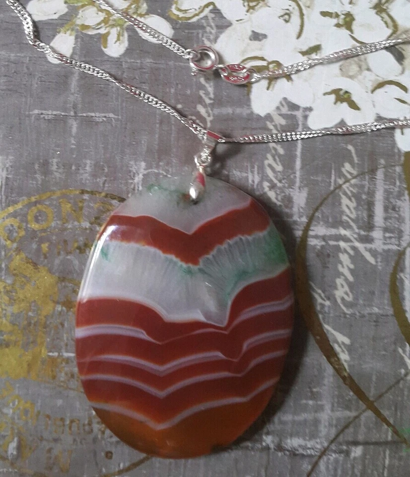 Collar enchapado en plata 925 con piedras preciosas de cristal druzy ágata verde marrón Foto 2 de 4