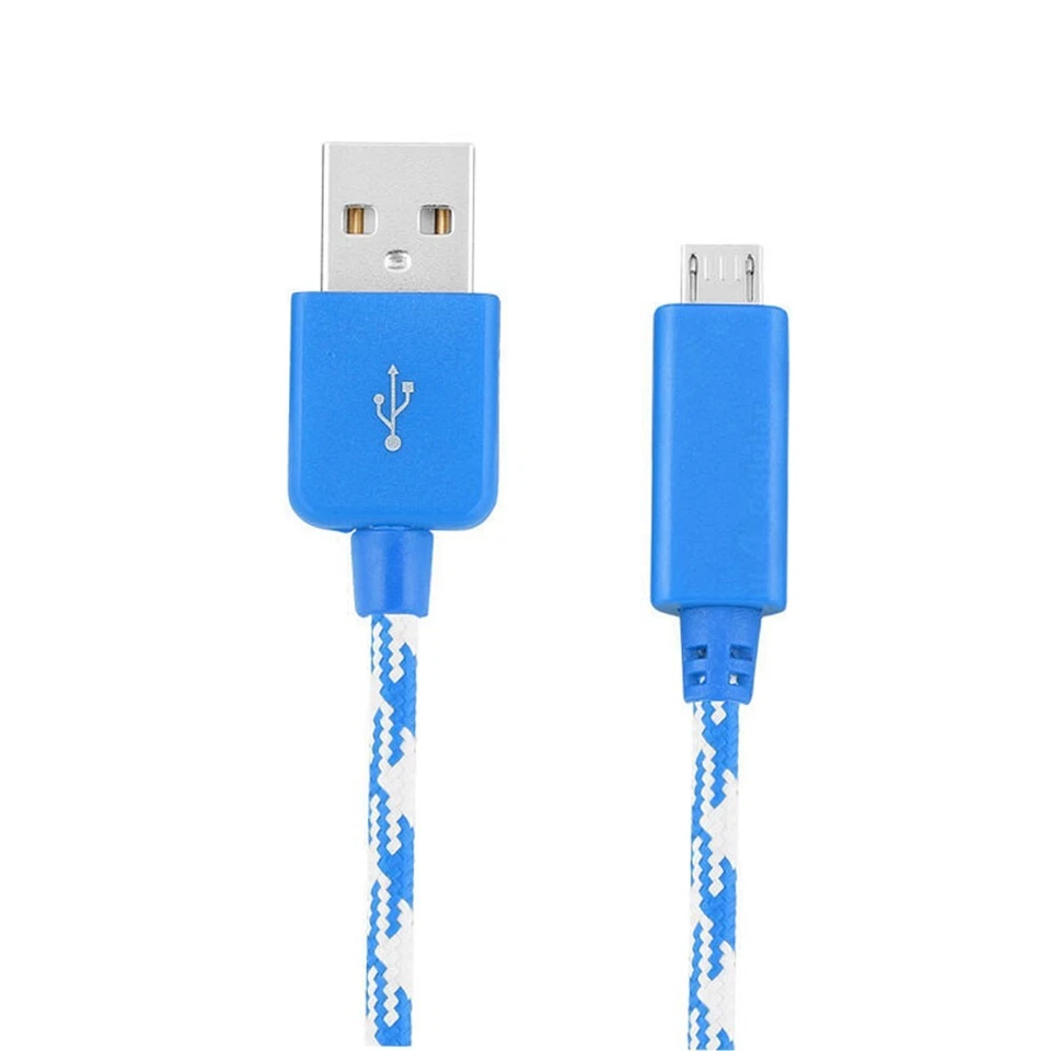 Verizon Braided Blue Micro-USB Charging Data Cable w/LED for Samsung LG Motorola - Image 3 of 4