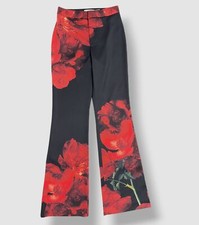 Alice + Olivia Women's Black Floral Straight-Leg Ronnie Pants Size 2