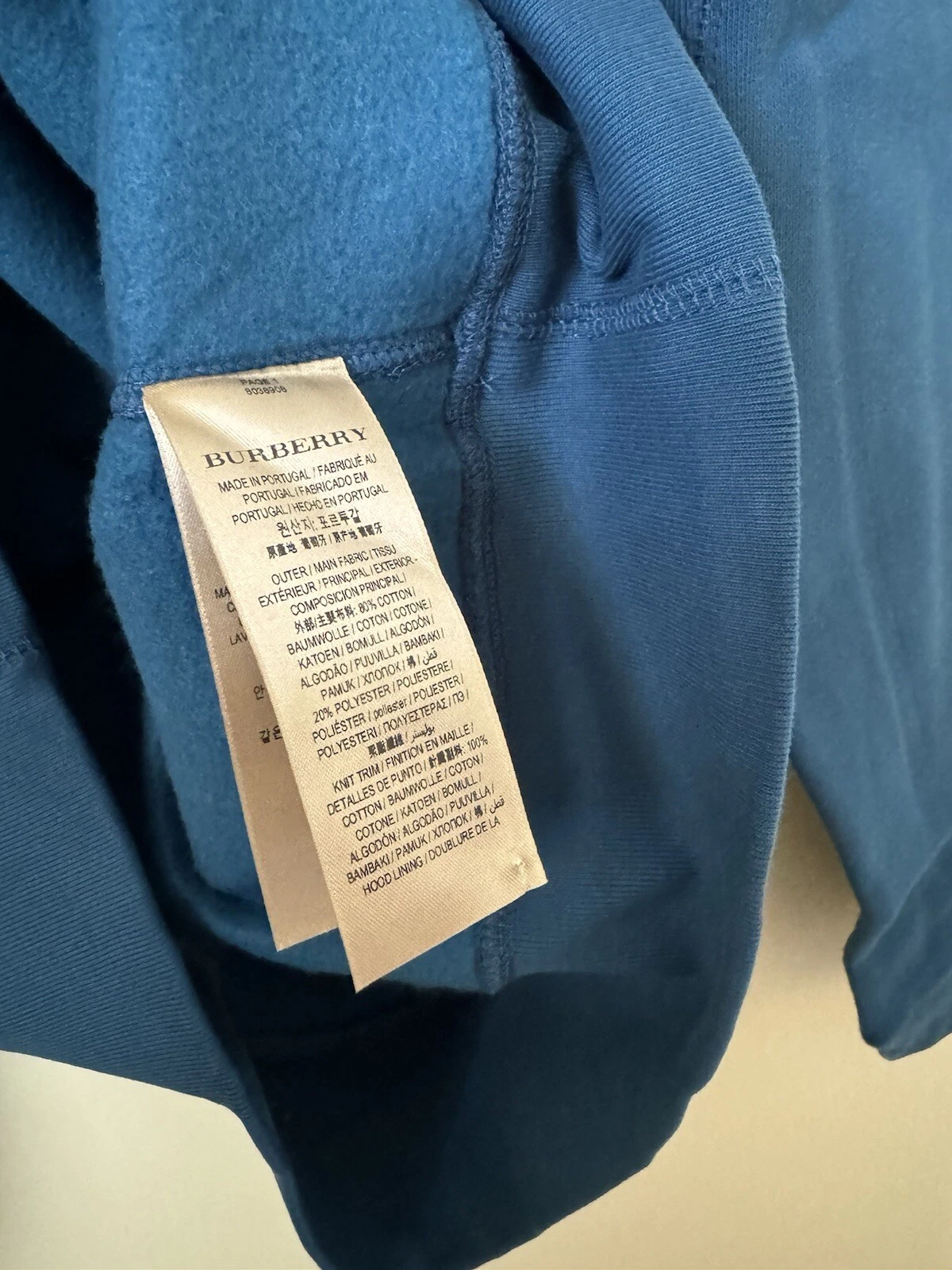 Felpa con cappuccio Burberry London nuova Claredon blu Nova logo a scacchi XXL