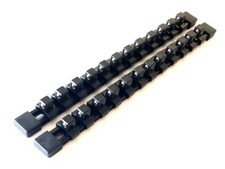 2 GOLIATH INDUSTRIAL 1/2 ABS MOUNTABLE SOCKET RAIL HOLDER ORGANIZER BLACK SH12BL