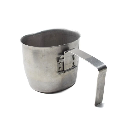 Original Austrian Army canteen stainless steel cup folding handle military issue - Picture 1 of 5