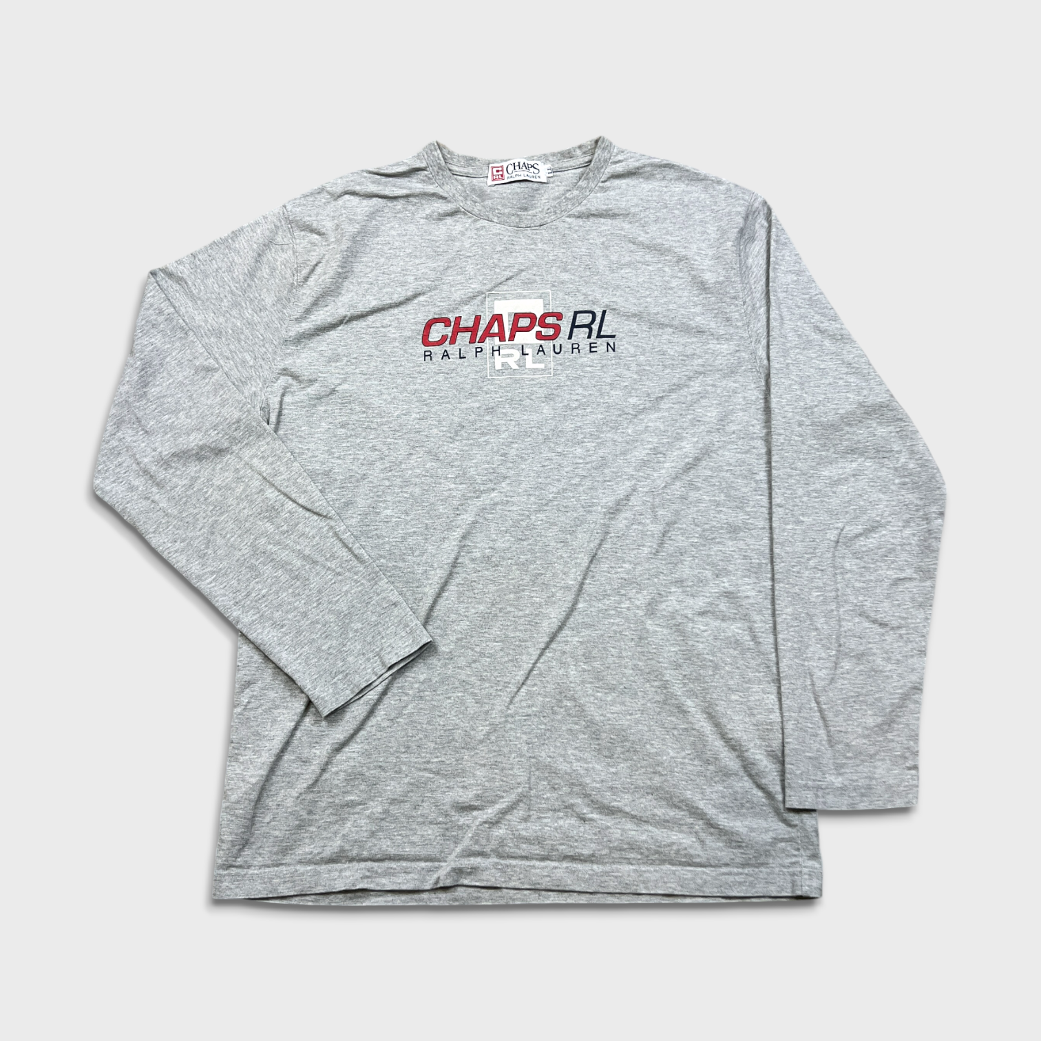 PONY Camicia Chaps Ralph Lauren vintage anni 90 uomo XL grigia grafica maglietta manica lunga