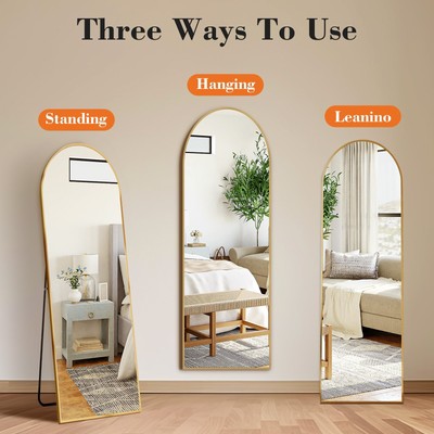 Full Body Mirror 59''x16'' Standing Hanging or Wall-Mounted Mirror with Stand