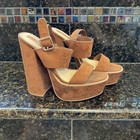 Forever 21 Chunky heel platform sandals, Tan/Brown Suede Size 8
