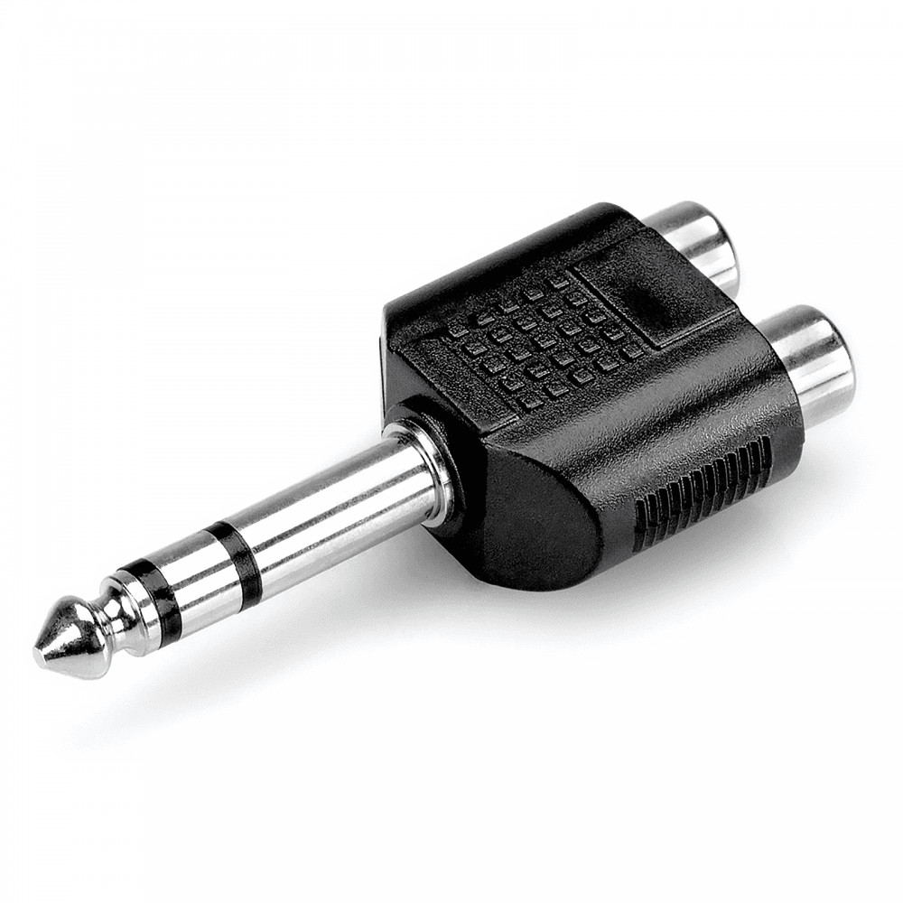 UKDJ 6.35mm Stereo Jack Plug to 2 x RCA Phono Sockets Adaptor Splitter