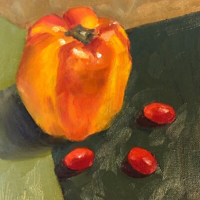 Original 6x6 oil painting-Vegetables