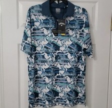 NWT Callaway Opti-Dri Swing Tech Blue Floral Pattern Golf Polo Shirt Sz XLT