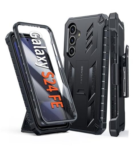 for Samsung Galaxy S24-FE Case: Military Grade Rugged Cell Phone Cover Black