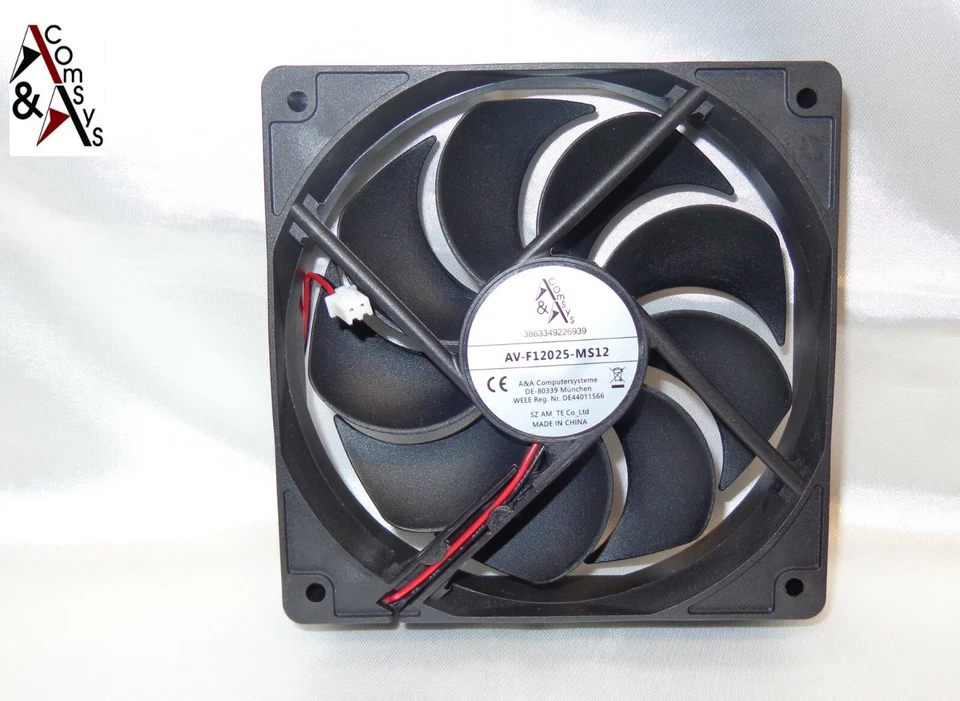 PC Netzteil Lüfter 12cm Fan 120x120x25mm DC 12V sehr leise Kühler 120mm Black - Bild 3 von 4