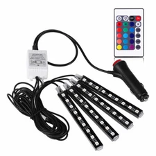 LED Interior Car Kit Under Dash Footwell Seats Inside RGB Lighting  remote color