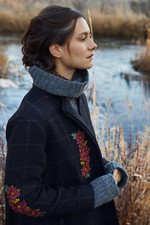Stunning Ewa I Walla Black Check Embroidered Wool Coat Rare Size Xl Bnwt
