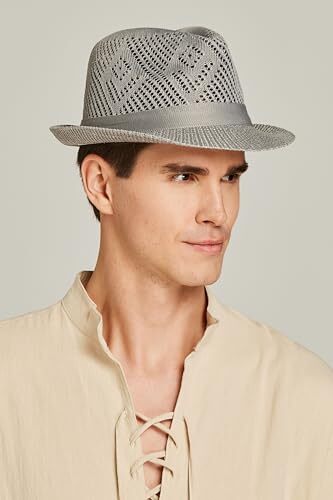 Paquete de 4 sombreros Fedora para hombre color 9 con material de malla estilo 9 con material de malla - Imagen 4 de 7