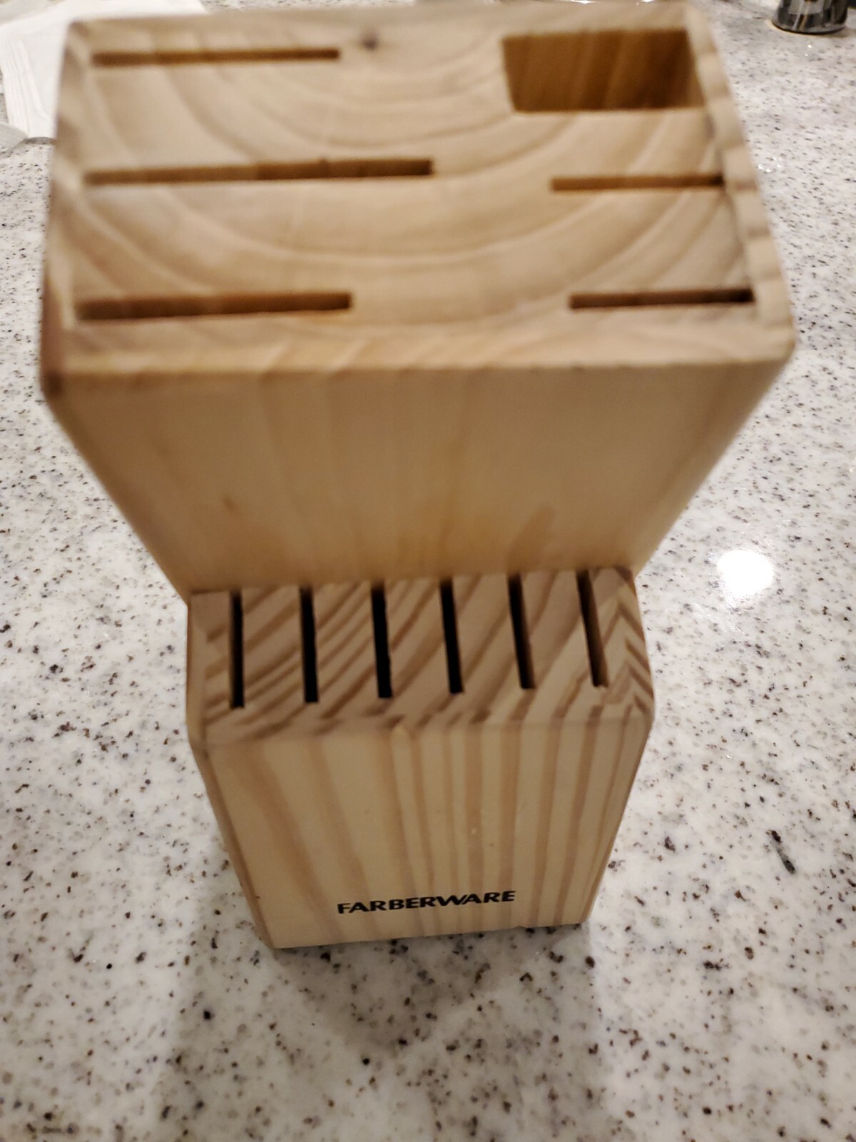 FARBERWARE LIGHT WOOD WOODEN KNIFE BLOCK ONLY 12 SLOTS HOLDER eBay