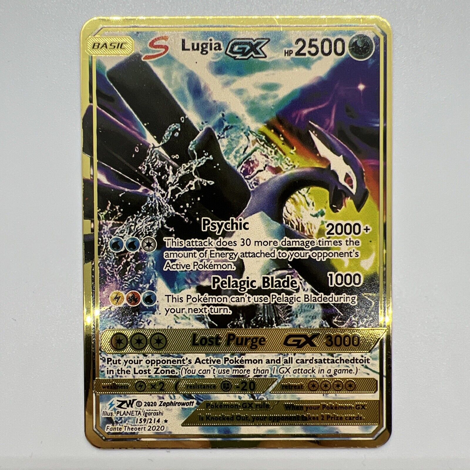 Pokemon Lugia GX Full Art Silver Metal Custom Card Hard Metal -  Norway