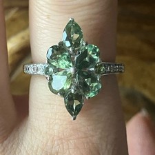 Natural Green Apatite Sterling Silver Ring Size 8