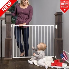 Extra Wide 2-in-1 Stairway Hallway Doorways Baby Safety Gate with Mounting Kit