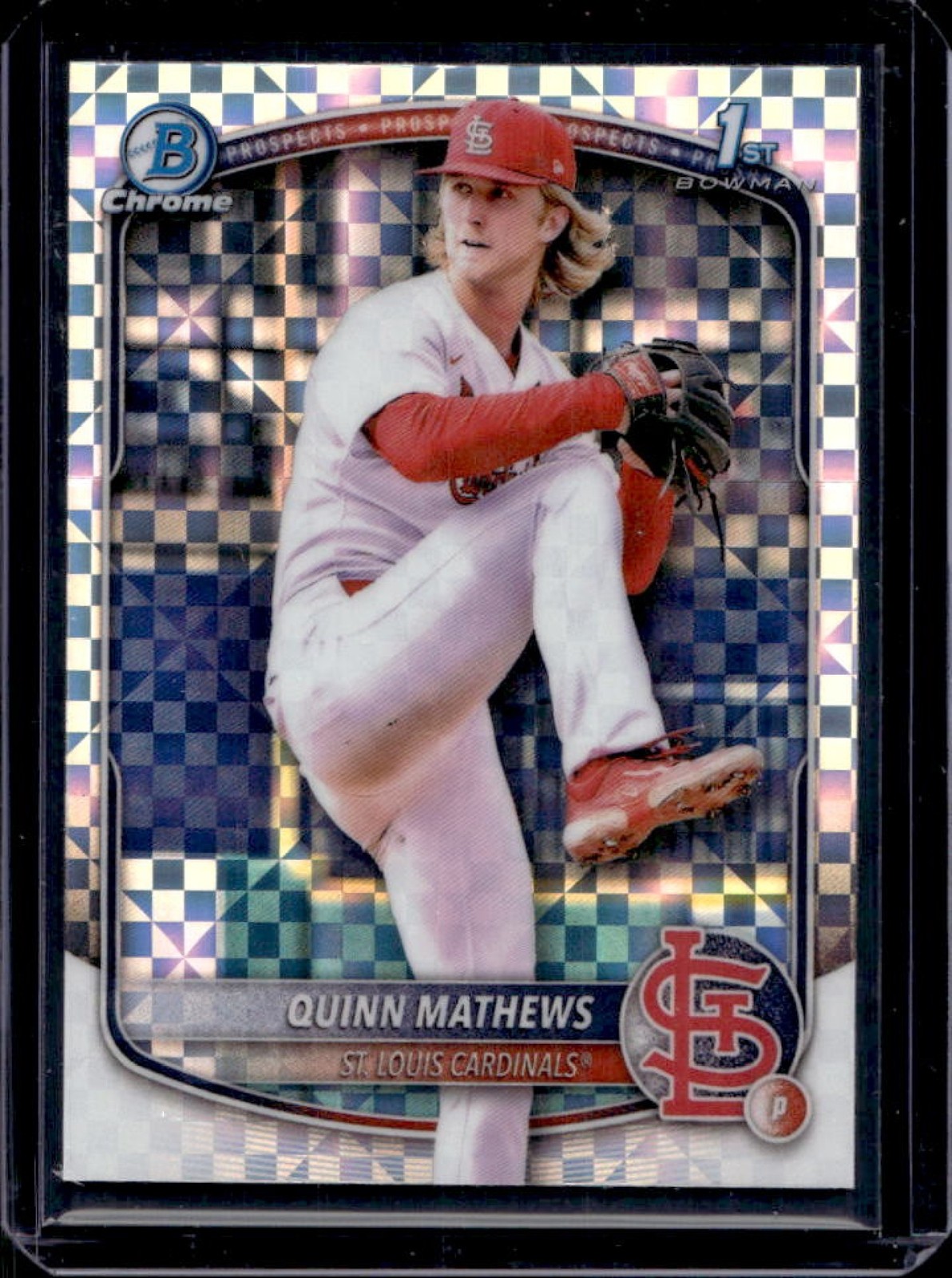 2025 Bowman Quinn Mathews Chrome X-Fractor 1st #BCP-25 Cardinals