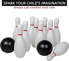 Complete Indoor Bowling Set 10 Pins  2 Balls Perfect for Family Entertainment