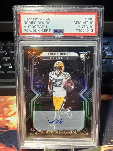 2022 Panini Obsidian Romeo Doubs RC #140 Auto /199 (AU RC) PSA 10 Auto 10