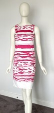Events Clothing Label Size 8 Fuchsia Pink & White Striped Sleeveless Shift Dress