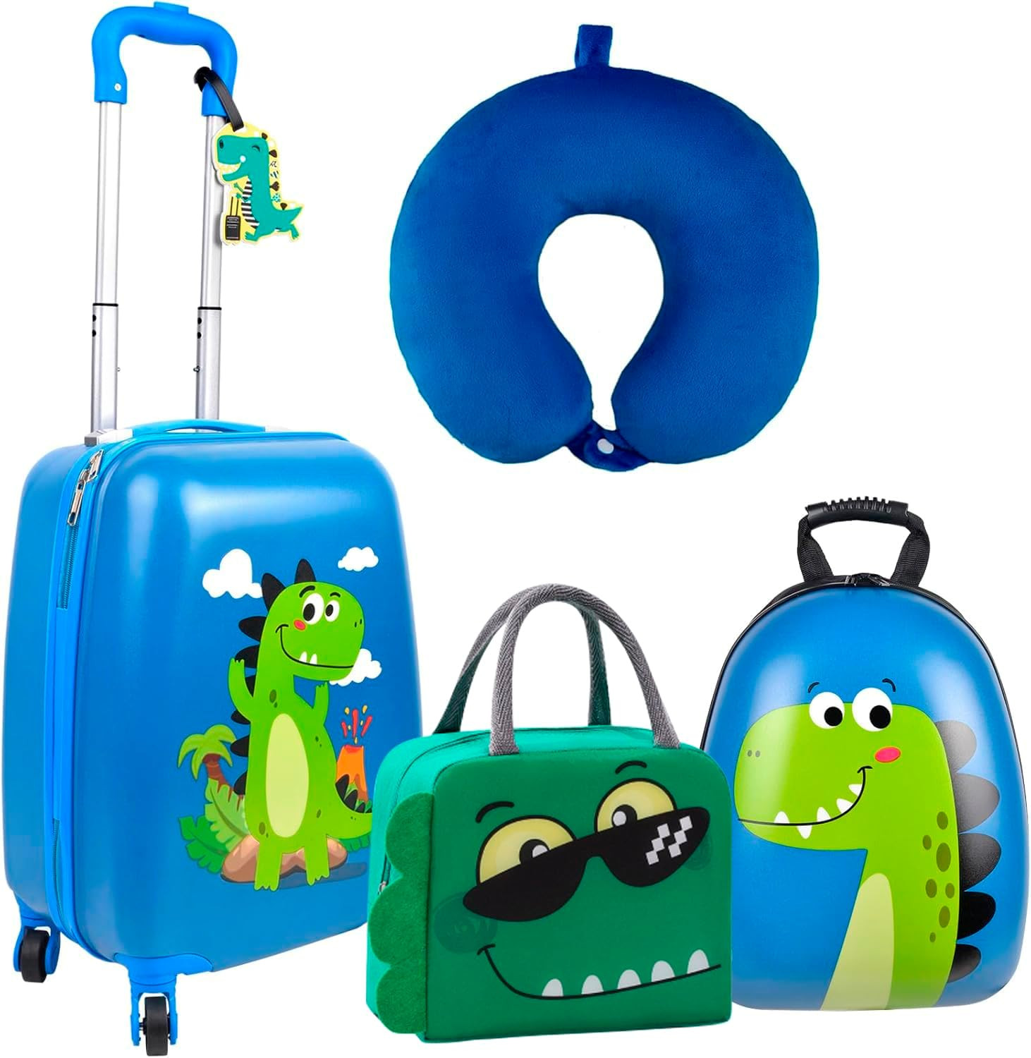 Set - 5 Piece Rolling Suitcase & Travel Accessories