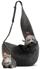 NOAH  PAW DOG SLING CARRIER FOR SMALL DOG, 5-18LB, Adjustable Padded - BLACK