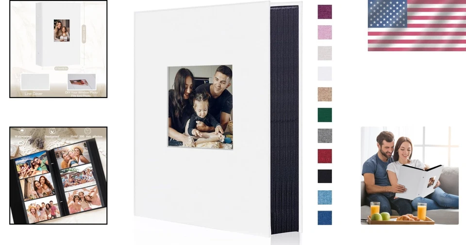 Elegante álbum de fotos de lino para 300 fotos - Perfecto para recuerdos de boda y familia Foto 2 de 4