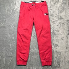 Tommy Hilfiger Sweatpants Kids Pink Jogger Flag Logo Elastic Waist Size 16