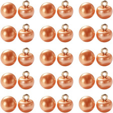 30 Pcs Orange Pearl Buttons With Shank For Clothes