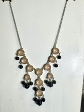 Pink Gold Tone Black Adjustable Fashion Statement Necklace