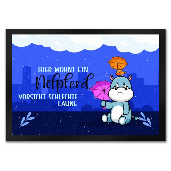 Nilpferd FußMatte In 35X50 Cm Mit Spruch NöLpferd Vorsicht Schlechte Laune-image