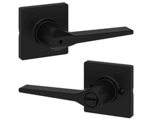 Kwikset Hollis Square Matte Black Privacy Bed/Bath Door Handle