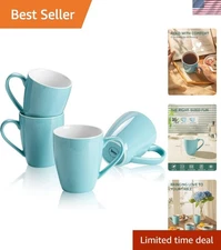 Sophisticated Lead-Free Porcelain Coffee Mugs - Charming Turquoise, Set of 4