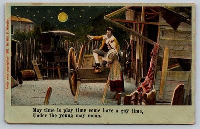 1907 De Witt C. Wheeler May Moon Song Postcard Man Woman Under Stars