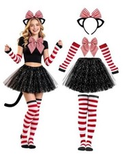 Hikkcos Black Cat Costume Set for Women Halloween Cosplay Tutu Skirt Outfit -