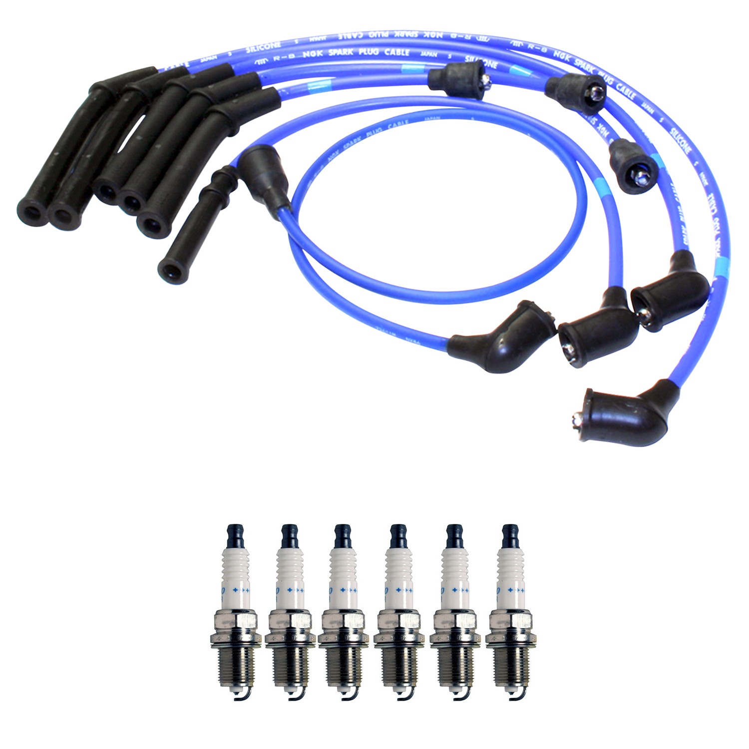NGK 8mm Wire Set 6 Denso Platinum Spark Plug Kit For D21 Pathfinder 3.0L V6