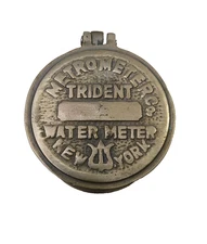 Vintage Heavy Brass  Metrometer Co. Trident Water Meter New York Trinket Box