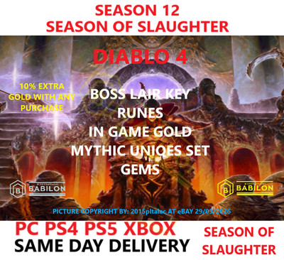  PC PS4 PS5 XBOX   DIABLO 4 S12 BOSS MATERIALIEN/GOLD/ RUUNES DIABLO IV