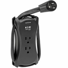 Eaton Tripp Lite Series 3-Outlet Surge Protector USB Charger 6ft Flat Plug Black
