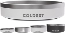 Coldest Dog Bowl - Anti Rust Metal, Non Slip, 3 Layers 21 oz, Epic White