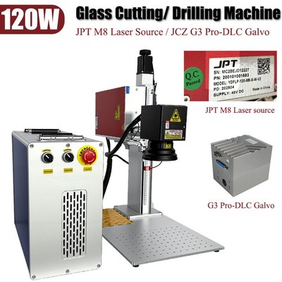 120W JPT YDFLP-M8 Mopa Fiber Laser Glass Drilling Cutting Engraving Machine DE