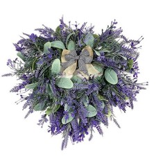 Artificial Lavender Heart Wreath for Wedding Party and Decorative Home Use 42cm
